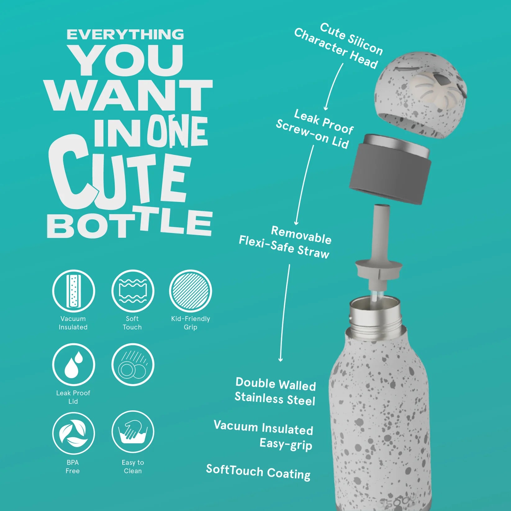 Asobu Trinkflasche Bestie Bottle Seehund
