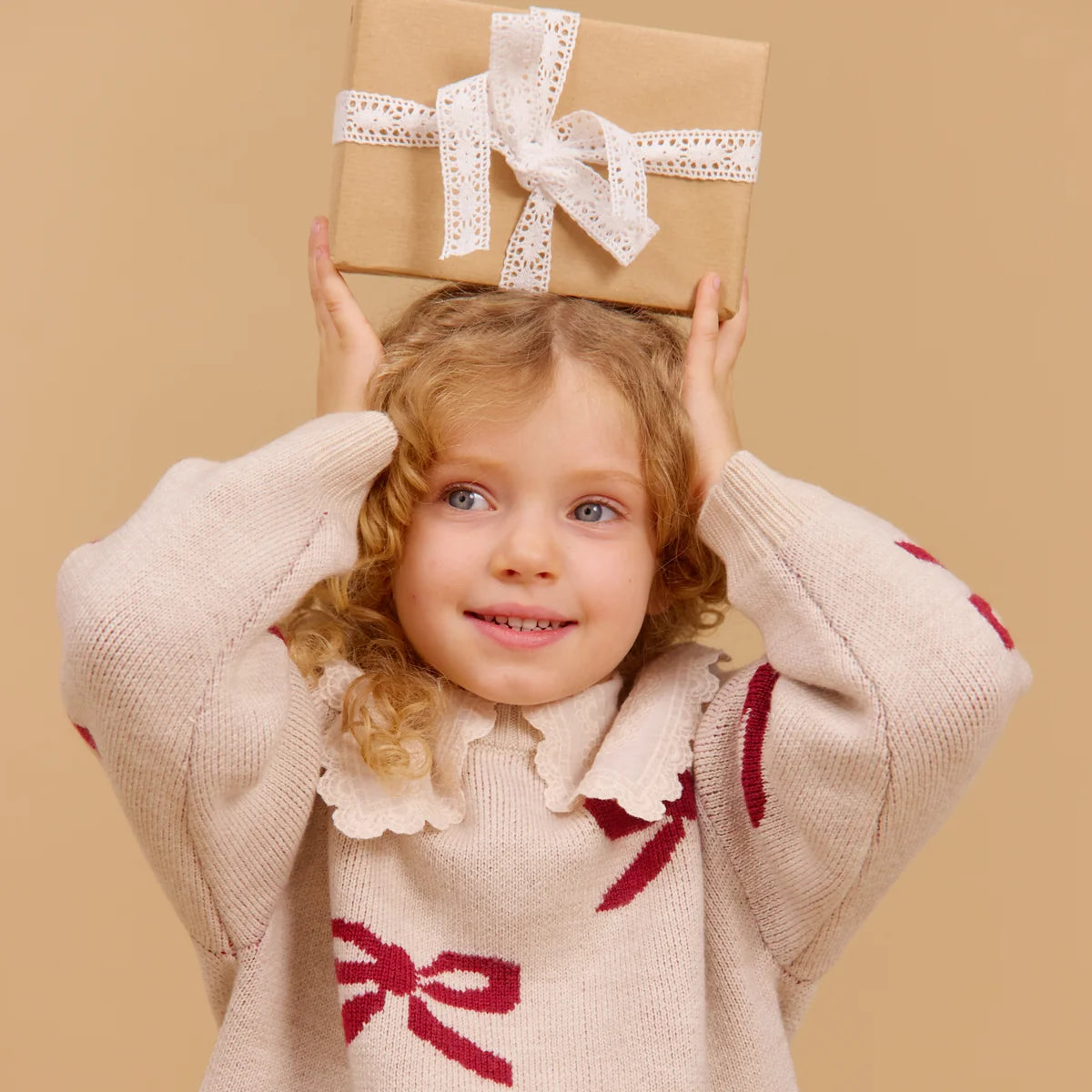 Wheat Jacquard-Pullover mit Schleife